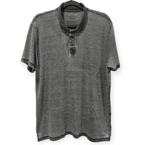 Lucky Brand Venice Burnout Mens L Slim Fit Polo Shirt Gray Short Sleeve Large